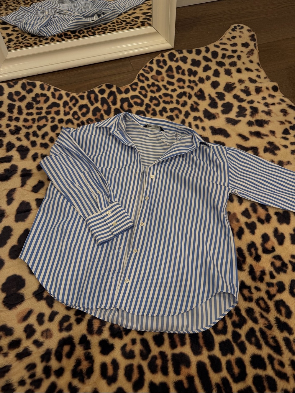 OVERSized Zara Blue & White Striped Button-Down Shirt